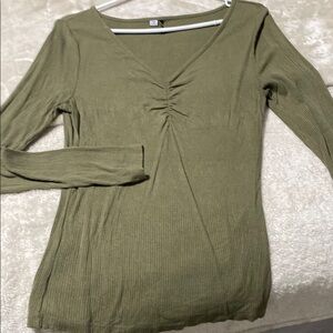 Only Green Ruched Long Sleeve Blouse